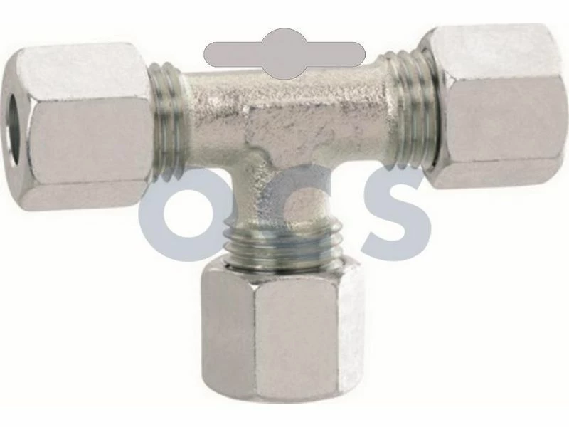 GOK T-stuk Voorzien Van Snijring 3x8mm Staal. 1 GOK T-stuk Voorzien Van Snijring 3x8mm Staal.