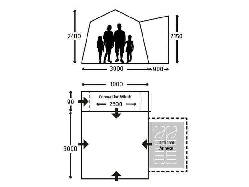 Kampa Opblaasbare Camper-bus Voortent Cross Air 2 Kampa Opblaasbare Camper-bus Voortent Cross Air - Afbeelding 2