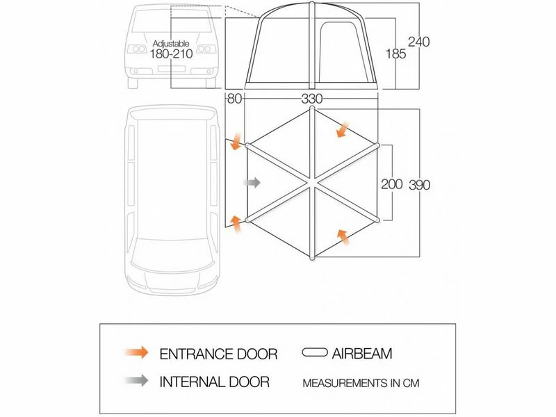 Vango Opblaasbare Camper-bustent Airhub Hexaway II Low 2 Vango Opblaasbare Camper-bustent Airhub Hexaway II Low - Afbeelding 2