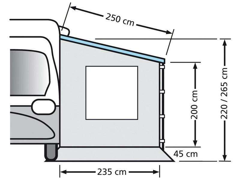 Eurotrail Zijwand Cassetteluifel Met Raam 220 2 Eurotrail Zijwand Cassetteluifel Met Raam 220 - Afbeelding 2